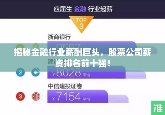 揭秘金融行业薪酬巨头,股票公司薪资排名前十强!