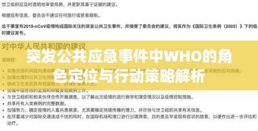 突发公共应急事件中WHO的角色定位与行动策略解析